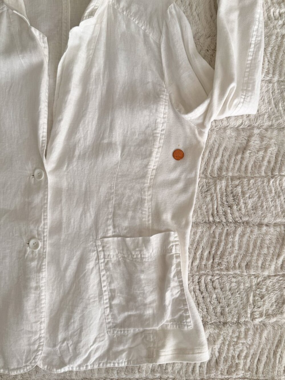 Eileen Fisher White Linen and Cotton Summer Blazer - Size Large - Picture 4 of 5